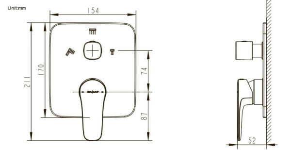 Смеситель для ванны и душа Bravat Source PB8173218CP-3-ENG