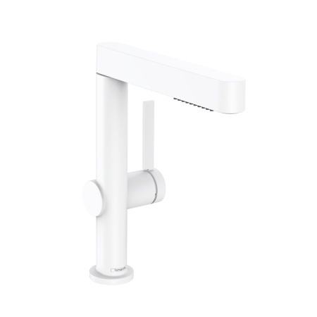 Hansgrohe Finoris Смеситель для раковины однорычажный 230 с вытяжным душем 2jet со сливным клапаном Push-Open белый матовый 76063700