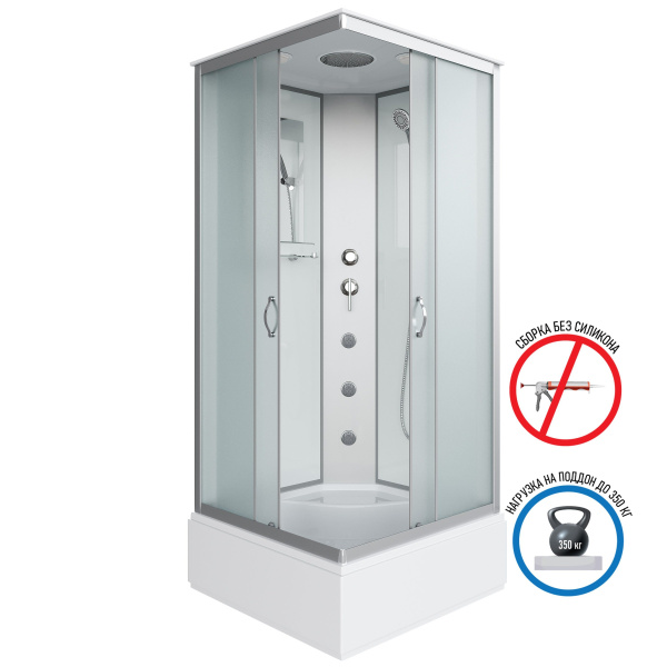 Душевая кабина Niagara Classic NG-1108-14G 90х90х215, средний поддон 26 см, стекло матовое с полкой