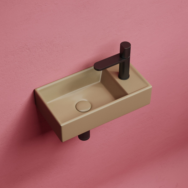 Умывальник Ceramicanova подвесной прямоугольный (чаша слева, отверстие под смеситель справа) цвет черный матовый Element 407x217x100