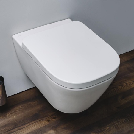 Laufen Meda Унитаз 54x36x35.5см., подвесной, безободковый, смыв Tornado, с сиденьем микролифт, цвет: белый глянцевый 8.6611.0.000.000.1