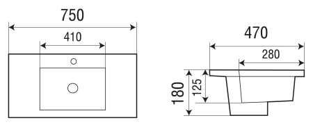 Раковина врезная WeltWasser WW DEILBACH 7505-75 750х470х180