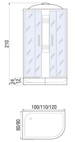 Душевая кабина River NARA 120/90/24 МТ L, 120x90x210
