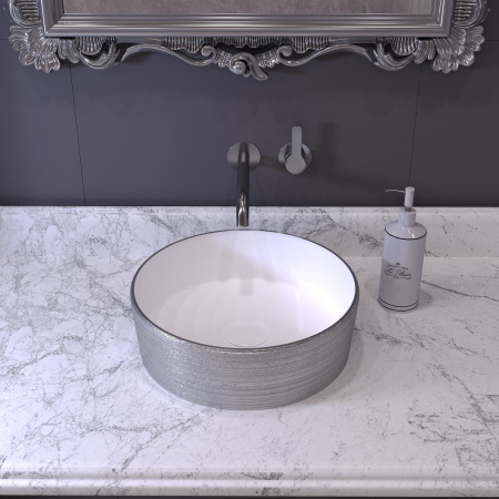 Раковина Grossman GR-5020SW 355x355x115 серебро белая внутри