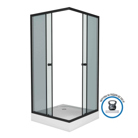 Душевой уголок Niagara Eco NG-009-14QT (90х90х195) низкий поддон(13см),черный,стекло тонированное,