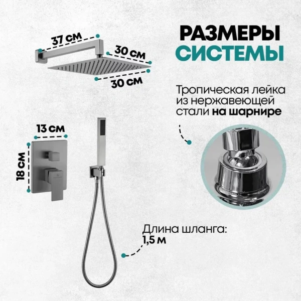 Душевая система скрытого монтажа Grocenberg GB5089BG-3 Графит