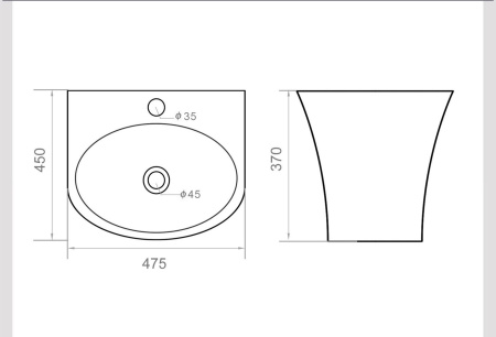 Orange RA07475W раковина подвесная белая, санфарфор