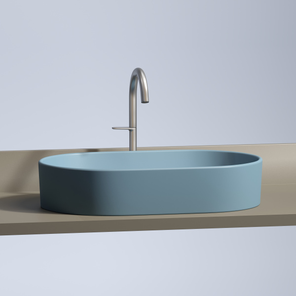 Умывальник Ceramicanova чаша накладная овальная (цвет Серо-Голубой Матовый) Element 608x385x122мм