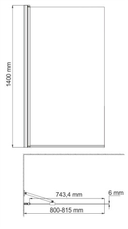 Стеклянная шторка на ванну WasserKRAFT Berkel 48P01-80WHITE Fixed