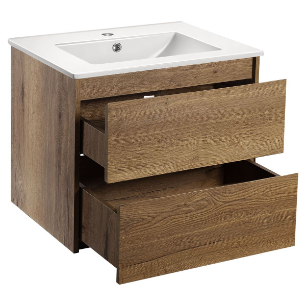 Тумба под раковину Vincea Gio 600 подвесная, 2 выкатных ящика soft-close, T.Oak