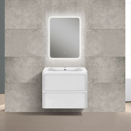 Тумба Vincea Vico 600 подвесная, 2 выкатных ящика soft close, G.White с умывальником VCB-2VP600B из кварцевого камня, цвет черный