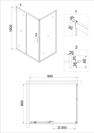Боковая стенка Niagara Nova NG-A80G 80х190