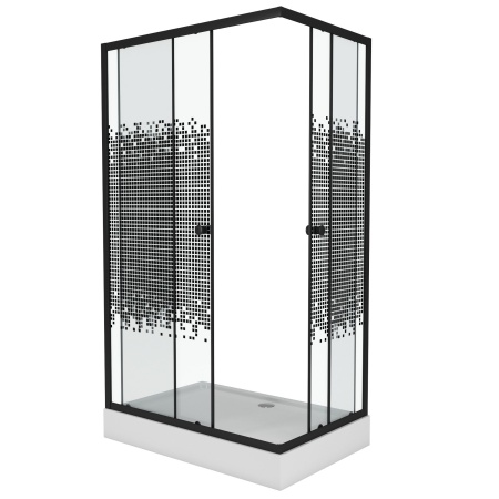 Душевой уголок Niagara Eco NG-012-14Q BLACK(120х80х195) низкий поддон(13см),черный,стекло мозаика,