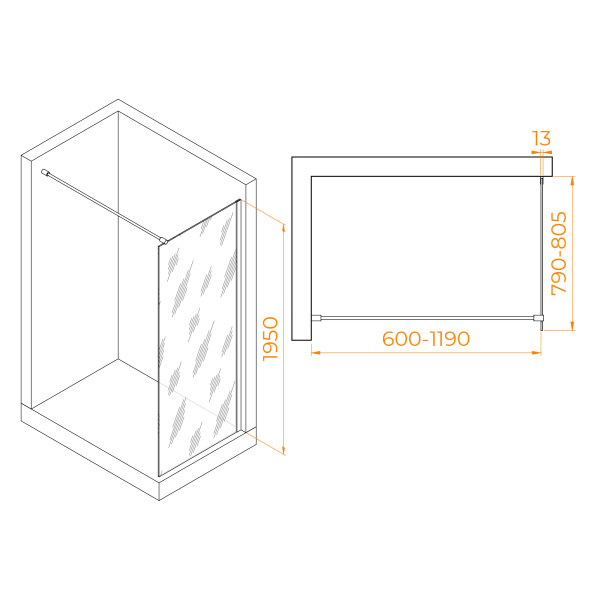 Душевая перегородка RGW WA-110W 800