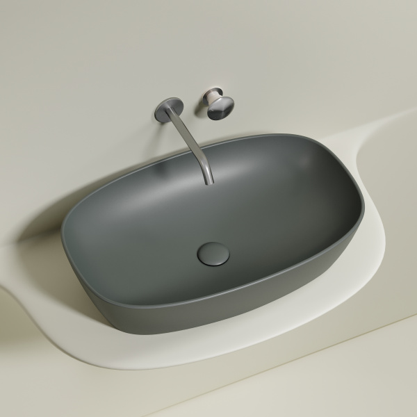 Умывальник Ceramicanova чаша накладная овальная (цвет Темный Антрацит Матовый) Element 600x380x138мм