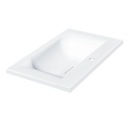 Тумба Vincea Mia 750 подвесная, 2 выкатных ящика soft close, V.Oak с умывальником VCB-3M750W из искусственного камня, цвет белый