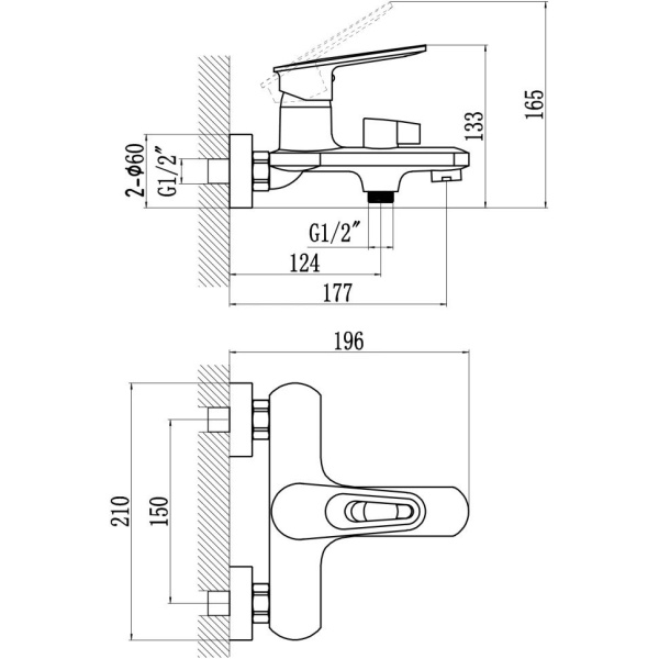 Смеситель для ванны Savol S-600603A, хром