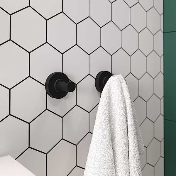 Настенный крючок для полотенец в ванную комнату Wellsee Finishing Touch 182517000, материал латунь, цвет черный. Выдерживает вес до 10 кг