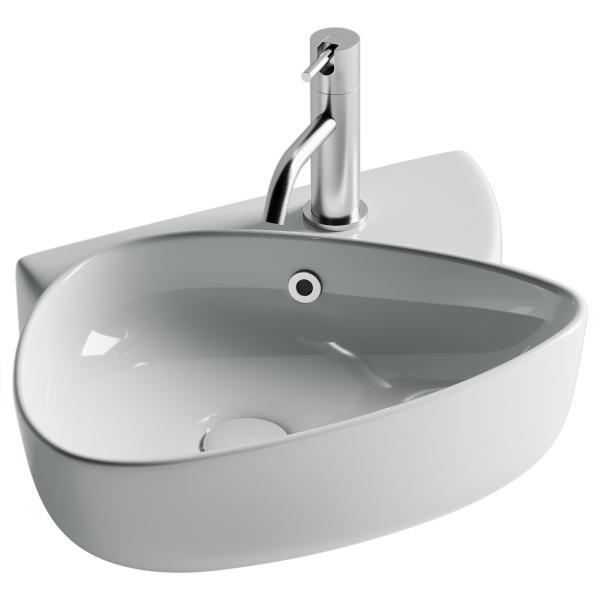 Раковина накладная Ceramicanova со смещенным сливом, с возможностью установки на столешницу под стиральную машину, 620x340x110, цвет белый