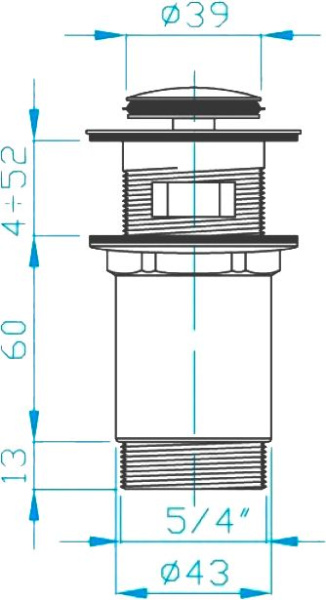 Донный клапан для раковины PlastBrno EUVCR01 click-clack маленький, латунь
