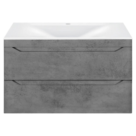 Тумба Vincea Fine 800 подвесная, 2 выкатных ящика soft close, Beton с умывальником VCB-1F800W из искусственного камня, цвет белый