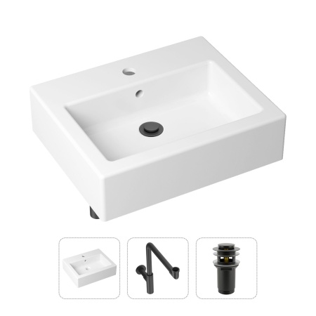 Комплект 3 в 1 Lavinia Boho Bathroom Sink 21520696: накладная фарфоровая раковина 50.5 см, металлический сифон, донный клапан