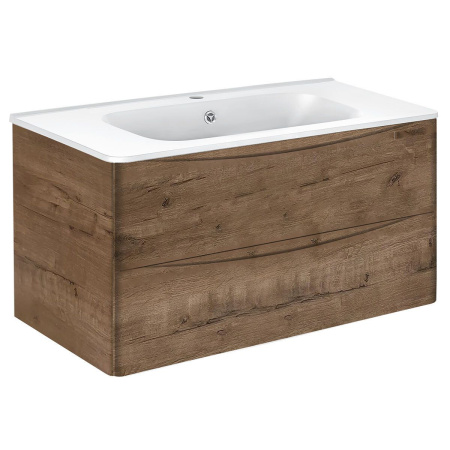 Тумба Vincea Paola 1000 подвесная, 2 выкатных ящика soft close, V.Oak с умывальником VCB-2VP1000W из искусственного камня, цвет белый