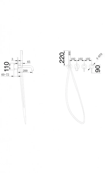 Смеситель для ванны с ручным душем Grocenberg GB5070 Золото глянец