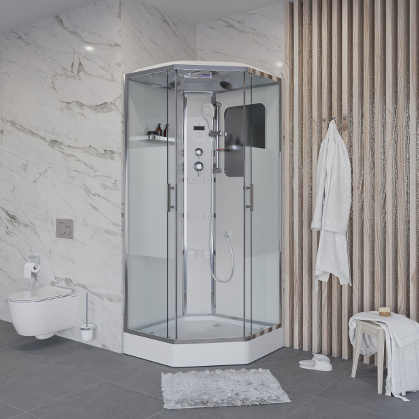 Душевая кабина Niagara Ultra NG-306-01 90х90х220, низкий поддон 16 см, стекло прозрачное с матовой полосой