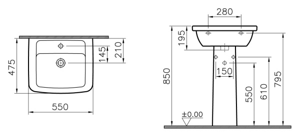Раковина VitrA Form 300 9602B003-7650 с пьедесталом