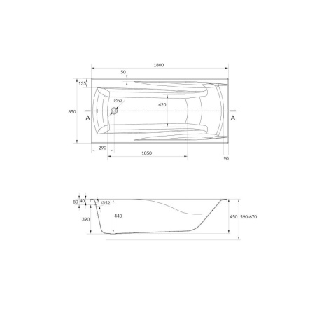 Ванна прямоугольная Cersanit ZEN 180x85 белый, P-WP-ZEN*180NL