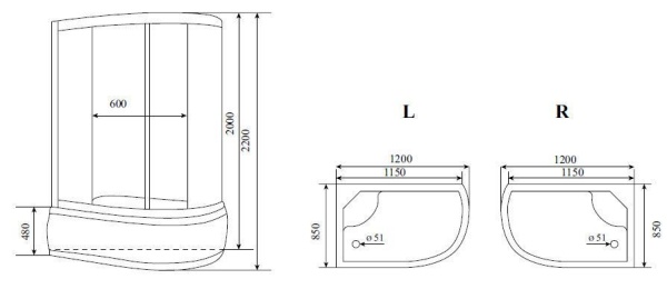 Душевая кабина Timo Lux T-7720 R 120x85x220x