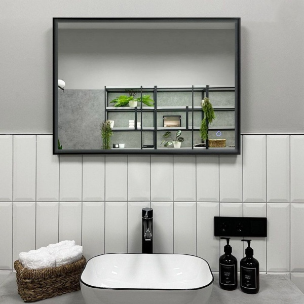 Зеркало RoxenBath Sigma (90x70) в черной алюминиевой раме