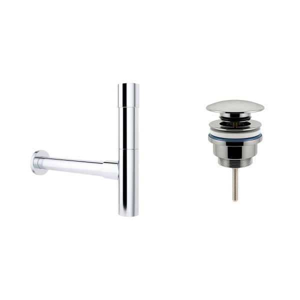 Комплект 3 в 1 Lavinia Boho Bathroom Sink 21520080: накладная фарфоровая раковина 54 см, металлический сифон, донный клапан