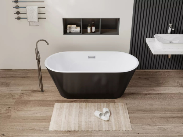 Ванна RESIA170IIGMB акриловая отдельностоящая черная матовая снаружи, белая внутри Ceruttispa (1700x750x600)