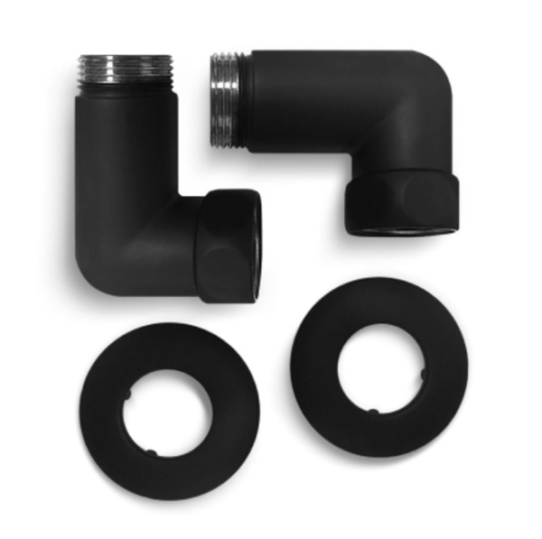 Полотенцесушитель водяной ARIANO Флоренция 80х53 черный матовый, 8 перекладин, американки угловые 1'x1' в комплекте