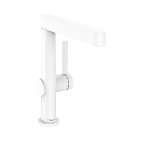 Hansgrohe Finoris Смеситель для раковины однорычажный 230 с поворотным изливом со сливным клапаном Push-Open белый матовый 76060700