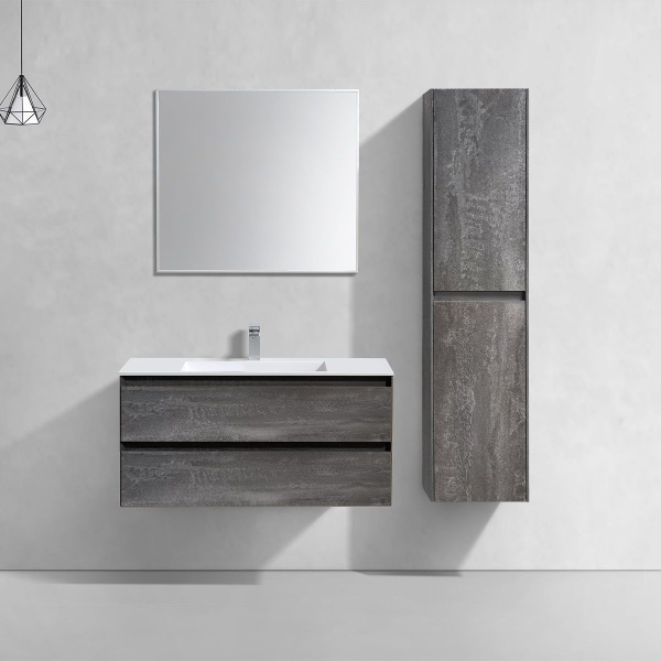 Тумба Vincea Luka 1000 подвесная, 2 выкатных ящика soft-close, G.Stone с умывальником VCB-13100W из искусственного камня, цвет белый