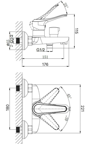 Смеситель для ванны RUSH Jawa JA0735-44