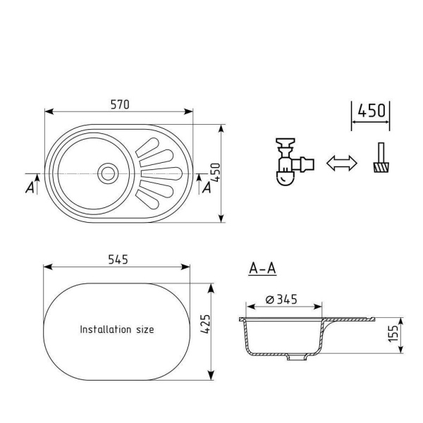 Кухонная мойка Ulgran U-107м-308, черный