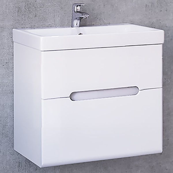 Тумба под раковину Jorno Moduo Slim 60 Mod.01.60/P/W белый глянец