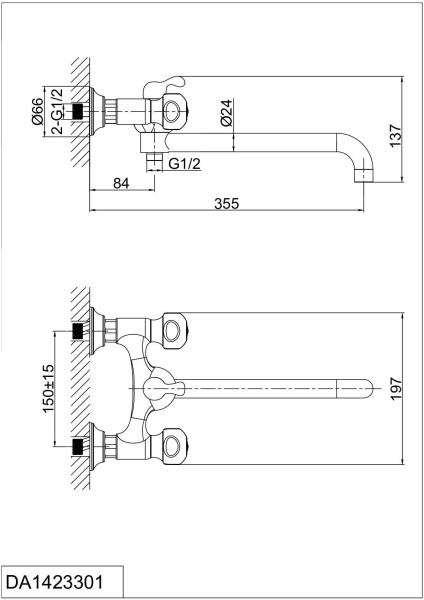 Смеситель для ванны D&K Hessen Kassel DA1423301
