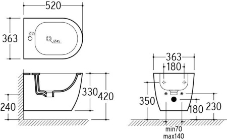 Подвесное биде RoxenBath Antares 400185-00