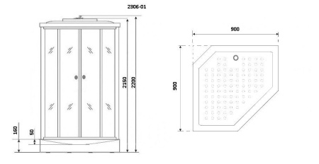 Душевая кабина Niagara Ultra NG-2306-01 90х90х220, низкий поддон 16 см, стекло мозаика