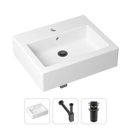 Комплект 3 в 1 Lavinia Boho Bathroom Sink 21520666: накладная фарфоровая раковина 50.5 см, металлический сифон, донный клапан