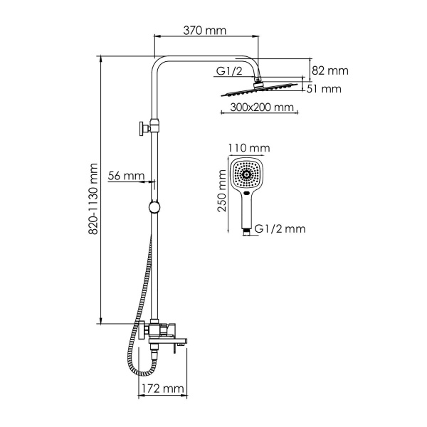 A177.069.065.010.CH Душевой комплект WasserKRAFT со смесителем