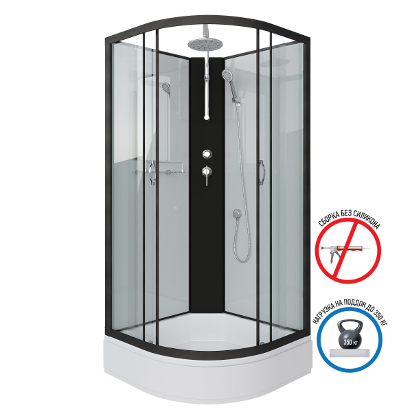 Душевая кабина Niagara Classic NG-6701-14BKT 90х90х210-240, средний поддон 26 см, стекло прозрачное, черные профиля