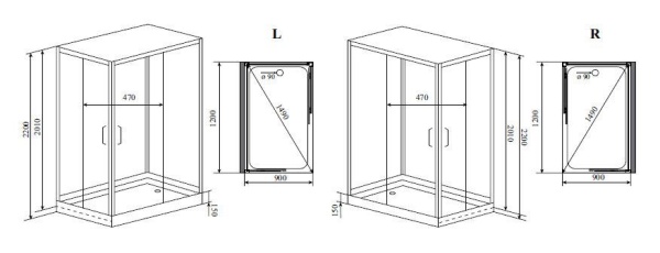 Душевая кабина Timo Premium HELKA Н-515 L 90x120x220