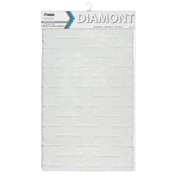 Коврик для ванной 1-ый Fixsen DIAMONT, FX-9050W, белый, 70х120 см