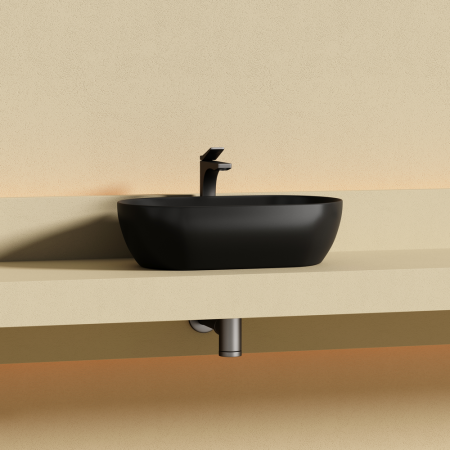 Раковина Ceramicanova Твист (Twist) накладная овальной формы 500x300x140 черный матовый CN12001MB